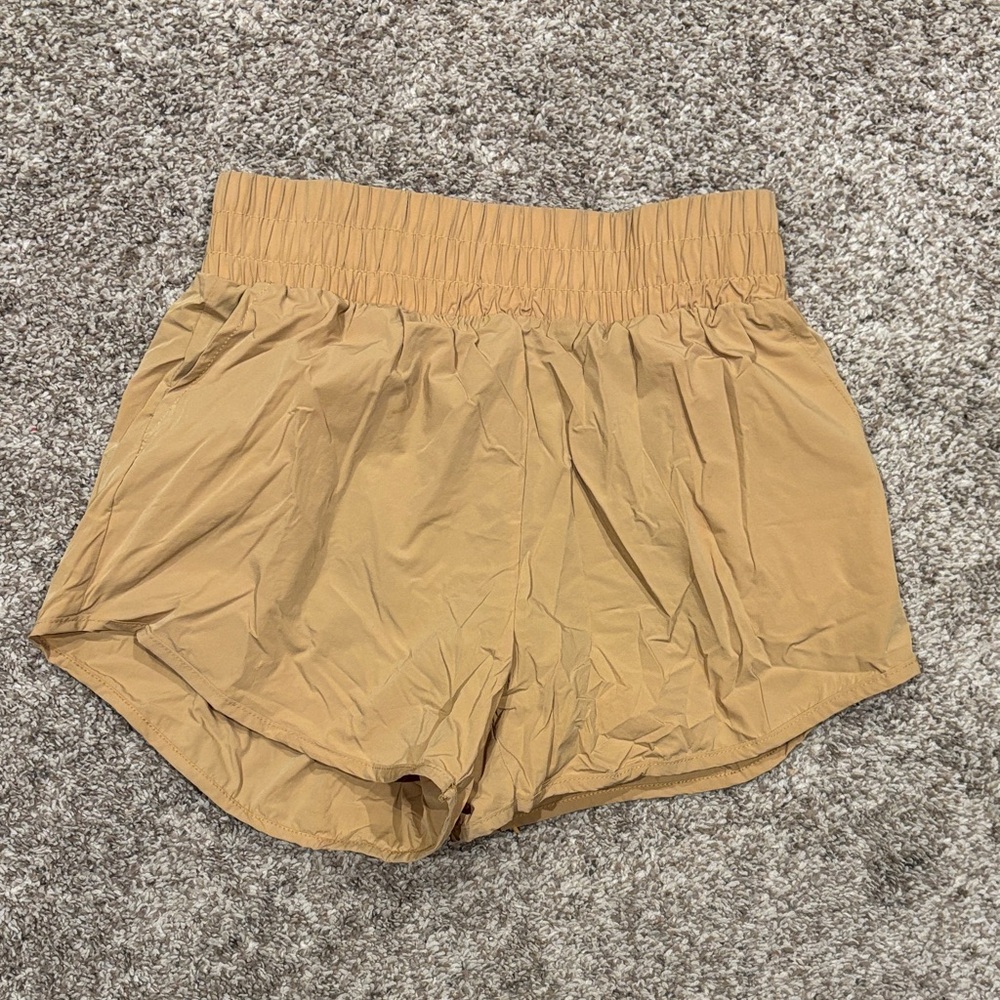 Women's Tan High-Waisted Athletic Shorts